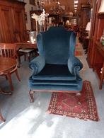 Antieke Fauteuil Hollywood Regency Engels Blue, Ophalen of Verzenden