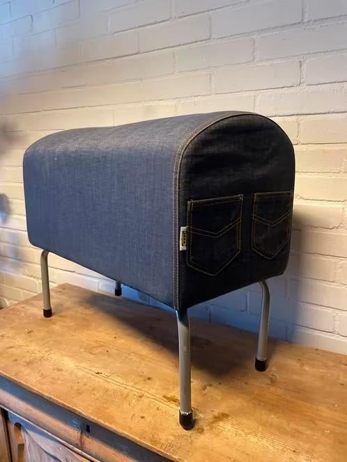 IKEA Voetenbank / Poef Denim, Minder dan 50 cm, Gebruikt, Minder dan 50 cm, Ophalen of Verzenden