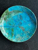 Water Wind handgemaakte keramiek reliëfdecor turquoise glaze, Antiek en Kunst, Antiek | Keramiek en Aardewerk, Ophalen of Verzenden