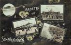 Groeten uit Scheveningen - 3 afb o.a. Strand - 1915 gelopen, Verzamelen, Ansichtkaarten | Nederland, Ophalen of Verzenden, Voor 1920