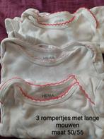 3 rompertjes met lange mouwen 50/56, Nacht- of Onderkleding, Meisje, Ophalen of Verzenden, Zo goed als nieuw