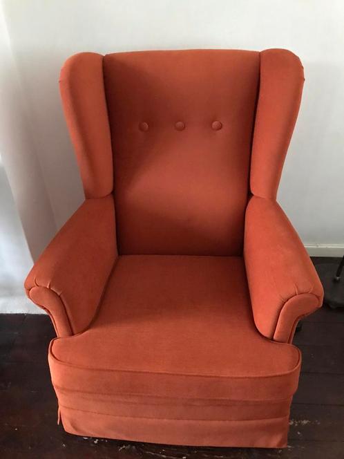 Vintage jaren 70 fauteuil opnieuw gestoffeerd, Antiek en Kunst, Antiek | Meubels | Stoelen en Banken, Ophalen