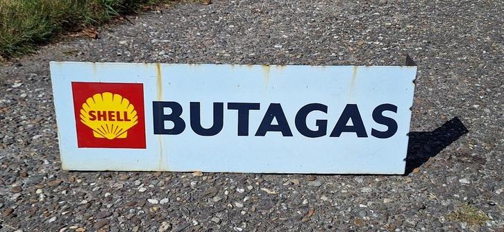 Dubbelzijdig emaille reclamebord van Shell️⛽️, Verzamelen, Merken en Reclamevoorwerpen, Gebruikt, Reclamebord, Ophalen of Verzenden