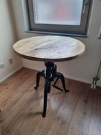 Eettafel / Bartafel gietijzer & mangohout 75cm, verstelbar, Huis en Inrichting, Ophalen, Gebruikt, 50 tot 100 cm, Rond