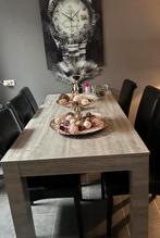 Eettafel met 6 stoelen - Grijs Eiken, Huis en Inrichting, Tafels | Eettafels, Ophalen, Gebruikt, 100 tot 150 cm, Eikenhout