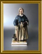 Antiek Duits porseleinen beeldje: vrouw met kat, Volkstedt, Antiek en Kunst, Antiek | Porselein, Ophalen of Verzenden
