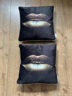 2x kussenhoes HD Collection lips lippen goud zwart 45x45, Ophalen of Verzenden, Zo goed als nieuw, Zwart, Vierkant
