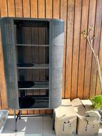 Zwarte open kast met 4 planken en webbing, Huis en Inrichting, Kasten | Buffetkasten, Ophalen, Met plank(en), 50 tot 100 cm, Zo goed als nieuw