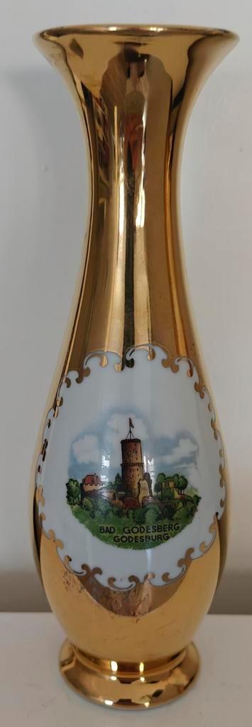 Mooie 24 karaats vergulde vaas van de Godesburg ., Huis en Inrichting, Woonaccessoires | Vazen, Overige kleuren, Minder dan 50 cm