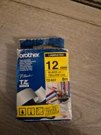 Brother Gloss Laminated Labelling Tape - 12mm, Black/Yellow, Ophalen of Verzenden, Brother