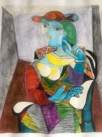 Pablo Picasso – Natalia met Hoed - aquarel 30x40 cm, Antiek en Kunst, Ophalen of Verzenden