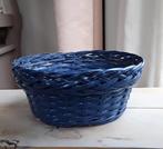 Brocant rieten mandje - blauw, Gebruikt, Mand, Rond, Ophalen of Verzenden