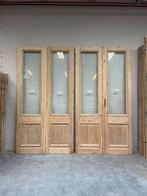 Antieke sets hoge dubbele glasdeuren, geloogd, Ophalen of Verzenden