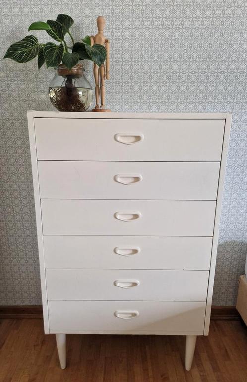 Witte ladekast vintage SMI, Huis en Inrichting, Kasten | Ladekasten, Gebruikt, Minder dan 100 cm, 50 tot 100 cm, 25 tot 50 cm