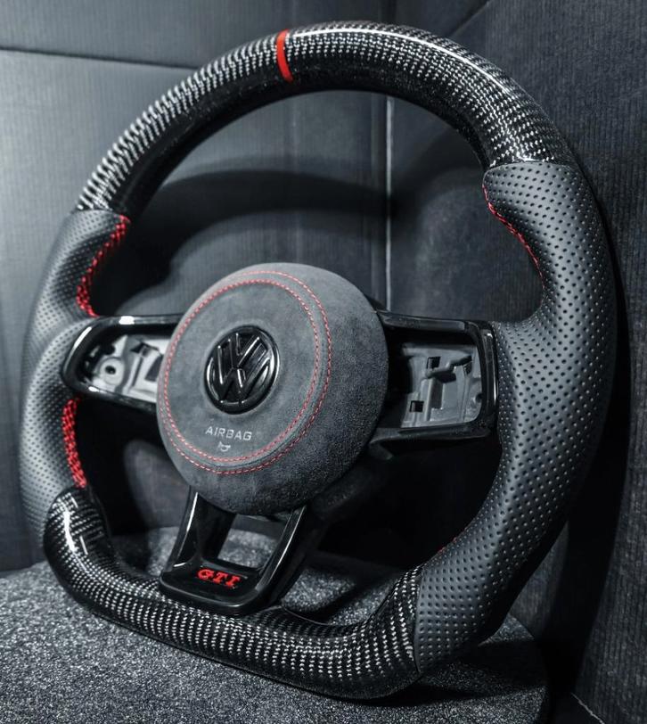 Volkswagen carbon stuur GTI R leer upgrade alcantara, Auto diversen, Tuning en Styling, Ophalen of Verzenden