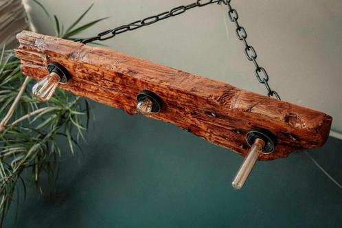 Industriële landelijke rustieke hanglamp / boomstamlamp, Huis en Inrichting, Lampen | Hanglampen, Zo goed als nieuw, 75 cm of meer