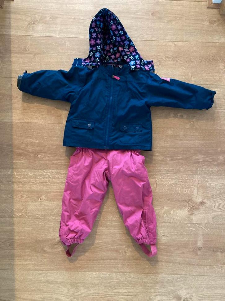 Skipak 12-18 mnd, donkerblauw/roze, omkeerbare jas, Kinderen en Baby's, Kinderkleding | Overige, Gebruikt, Meisje, Ophalen of Verzenden