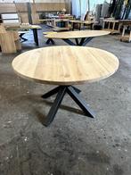 Ronde Eiken Eettafel 130 cm 4 cm Blad, Nieuw, Ophalen of Verzenden, Vier personen, 100 tot 150 cm