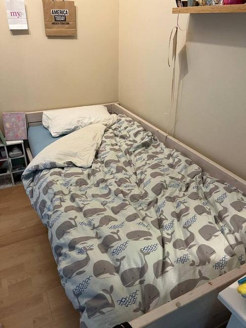 Lifetime bed 90x200 + lattenbodem - whitewash, Huis en Inrichting, Slaapkamer | Bedden, Gebruikt, Eenpersoons, 90 cm, 200 cm, Hout