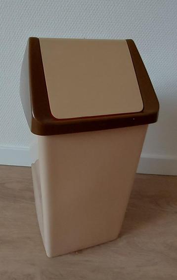 Retro Curver prullenbak afvalbak Crème/bruin ca. 40 cm beschikbaar voor biedingen