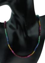 Smaragd robijn saffier ketting uniek 14k gouden slot dames, Ophalen of Verzenden, Goud, Ketting, Met edelsteen