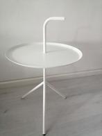 Ronde witte bijzettafel met handgreep, Minder dan 55 cm, Rond, Zo goed als nieuw, Ophalen