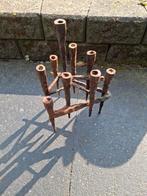 Vintage Metalen Kandelaar voor 9 Kaarsen, Ophalen, Gebruikt, Bruin, Metaal