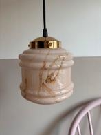 Roze art deco hanglamp, antieke lamp, vintage, gemarmerd, Ophalen of Verzenden