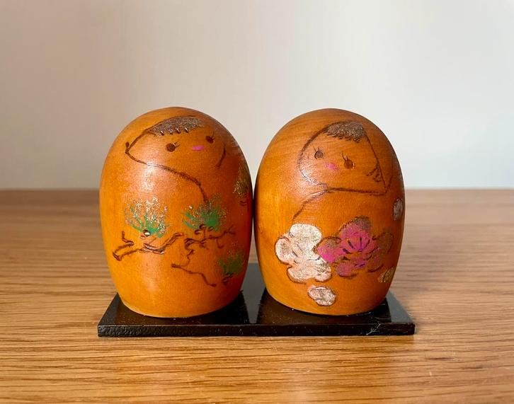 Vintage sosaku kokeshi stel, Antiek en Kunst, Kunst | Niet-Westerse kunst, Ophalen of Verzenden