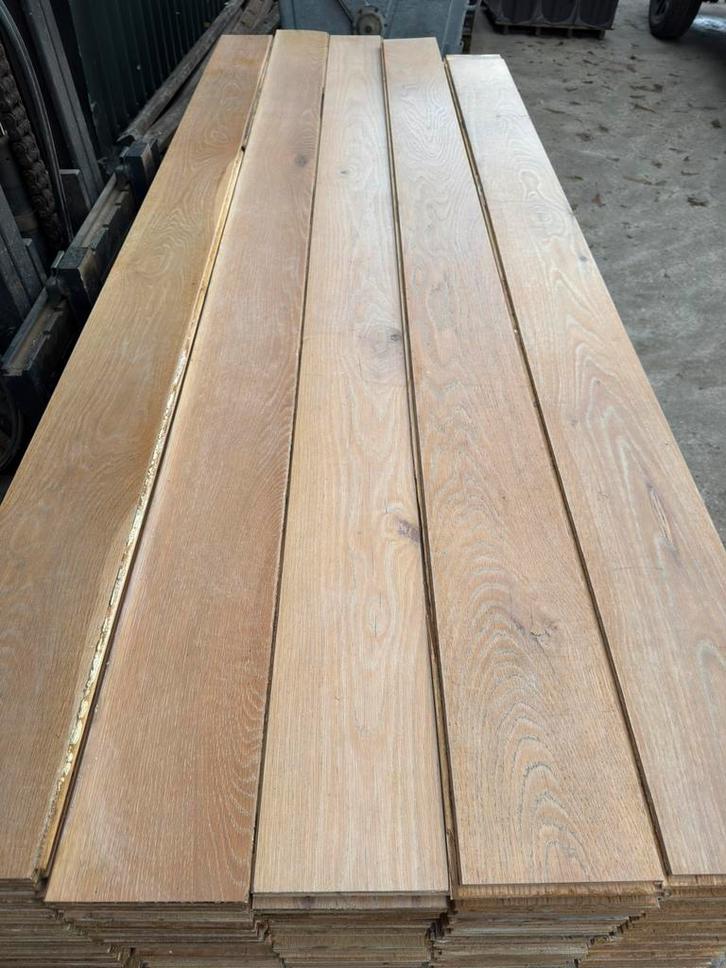 Eiken vloer 47 m2 massieve vloerdelen 18,5 cm breed 2 cm dik, Doe-het-zelf en Verbouw, Vloerdelen en Plavuizen, Gebruikt, Vloerdelen of -planken