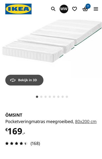 ÖMSINT Pocketveringmatras meegroeibed, 80x200 cm beschikbaar voor biedingen