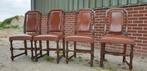 4 Engelse royal antique eetkamer stoelen leder, Ophalen