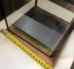 Vierkante winddicht glas en hout, Huis en Inrichting, Woonaccessoires | Kandelaars en Kaarsen, Ophalen, Overige materialen, Gebruikt