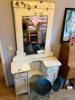 Vintage Kaptafel Brocante Stijl met Spiegel, Ophalen, Gebruikt, 50 tot 100 cm, 150 tot 200 cm