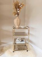 Vintage gouden trolley met rookglas, Huis en Inrichting, Ophalen, Gebruikt, ., .