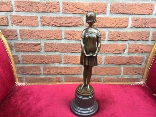 prachtig bronzen beeld, BEDTIME GIRL, Antiek en Kunst, Curiosa en Brocante, Ophalen of Verzenden