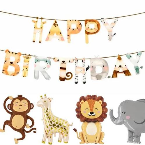 Ballonnen en slinger set Jungle Animals, Hobby en Vrije tijd, Feestartikelen, Nieuw, Versiering, Verjaardag, Ophalen of Verzenden
