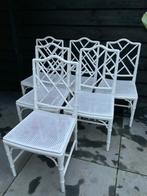 Set(6) faux bamboe/chippendale stoelen wit, Ophalen, Zo goed als nieuw, Wit