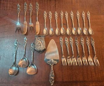 SET Verzilverd Gero Bestek Kraanvogel nr 647 -  beschikbaar voor biedingen