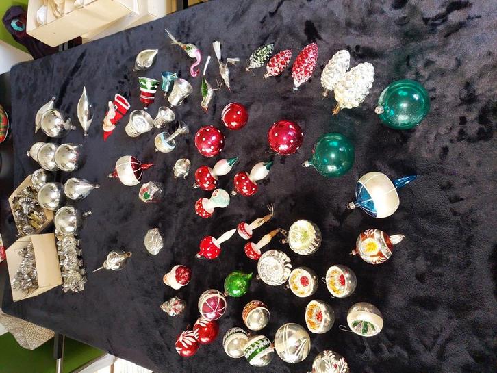 Vintage 60 oude kerstballen figuurtjes kerstverlichting  k, Diversen, Kerst, Zo goed als nieuw, Ophalen of Verzenden