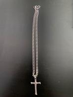 Zilveren ketting met kruis hanger 925, Gebruikt, Ophalen of Verzenden, Zilver