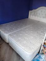Grote Boxspring 180x220, Ophalen, Gebruikt, Crème, Klassiek