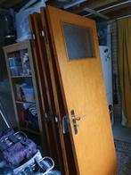 4 houten binnendeuren met glasraam, inclusief deurbeslag, Ophalen, Gebruikt, Minder dan 80 cm, Binnendeur
