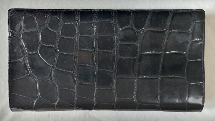Vintage clutch/ handtas van zwart krokodillenleer, Sieraden, Tassen en Uiterlijk, Tassen | Damestassen, Gebruikt, Handtas, Zwart
