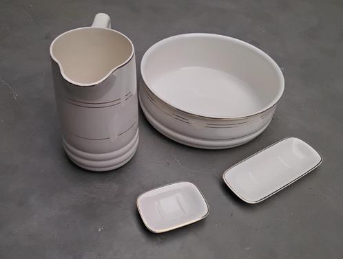 Vintage 4 delig lampetstel Société ceramique Maestricht, Antiek en Kunst, Antiek | Keramiek en Aardewerk, Ophalen