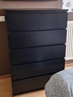 Malm kast zwart/bruin 6 lades, Huis en Inrichting, Kasten | Ladekasten, Ophalen, Gebruikt, 5 laden of meer, 100 tot 150 cm