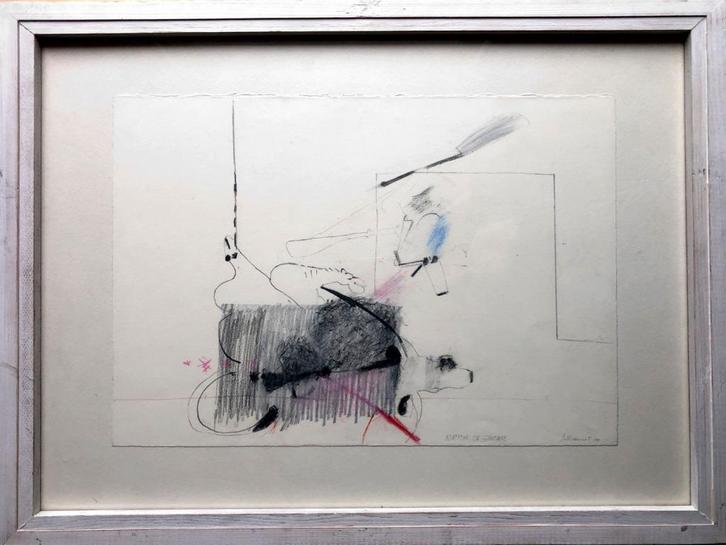 tekening in lijst 1979 van Jo van Dreumel, Antiek en Kunst, Kunst | Tekeningen en Foto's, Ophalen