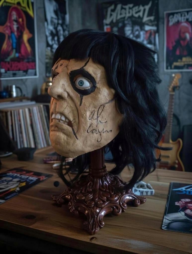 Alice Cooper gesigneerd / handtekening Masker - Beckett COA, Hobby en Vrije tijd, Kostuums, Theaterbenodigdheden en LARP, Zo goed als nieuw