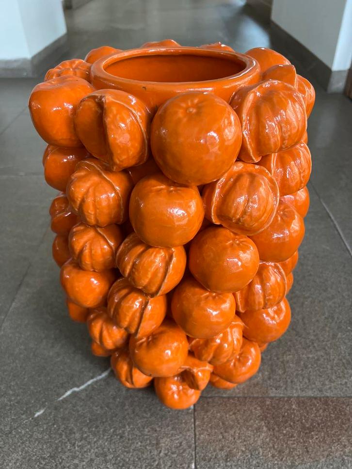 Kare Design Vaas Sicily Oranje, Huis en Inrichting, Woonaccessoires | Vazen, Gebruikt, Oranje, Minder dan 50 cm, Aardewerk of Porselein
