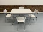 Keukentafel met 4 stoelen space age, 50 tot 100 cm, 100 tot 150 cm, Rechthoekig, Metaal